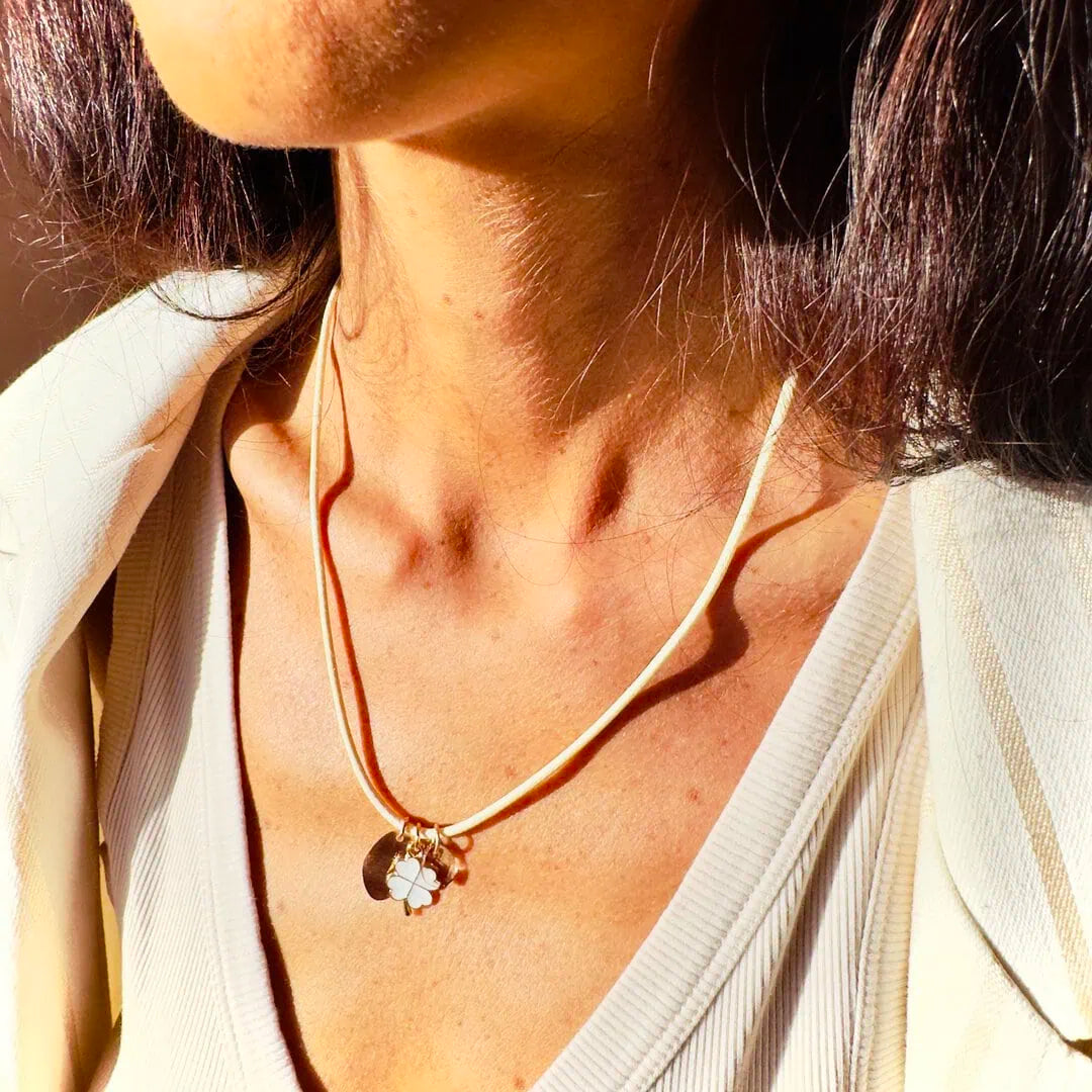 Collana con quadrifoglio cordino Serendipity