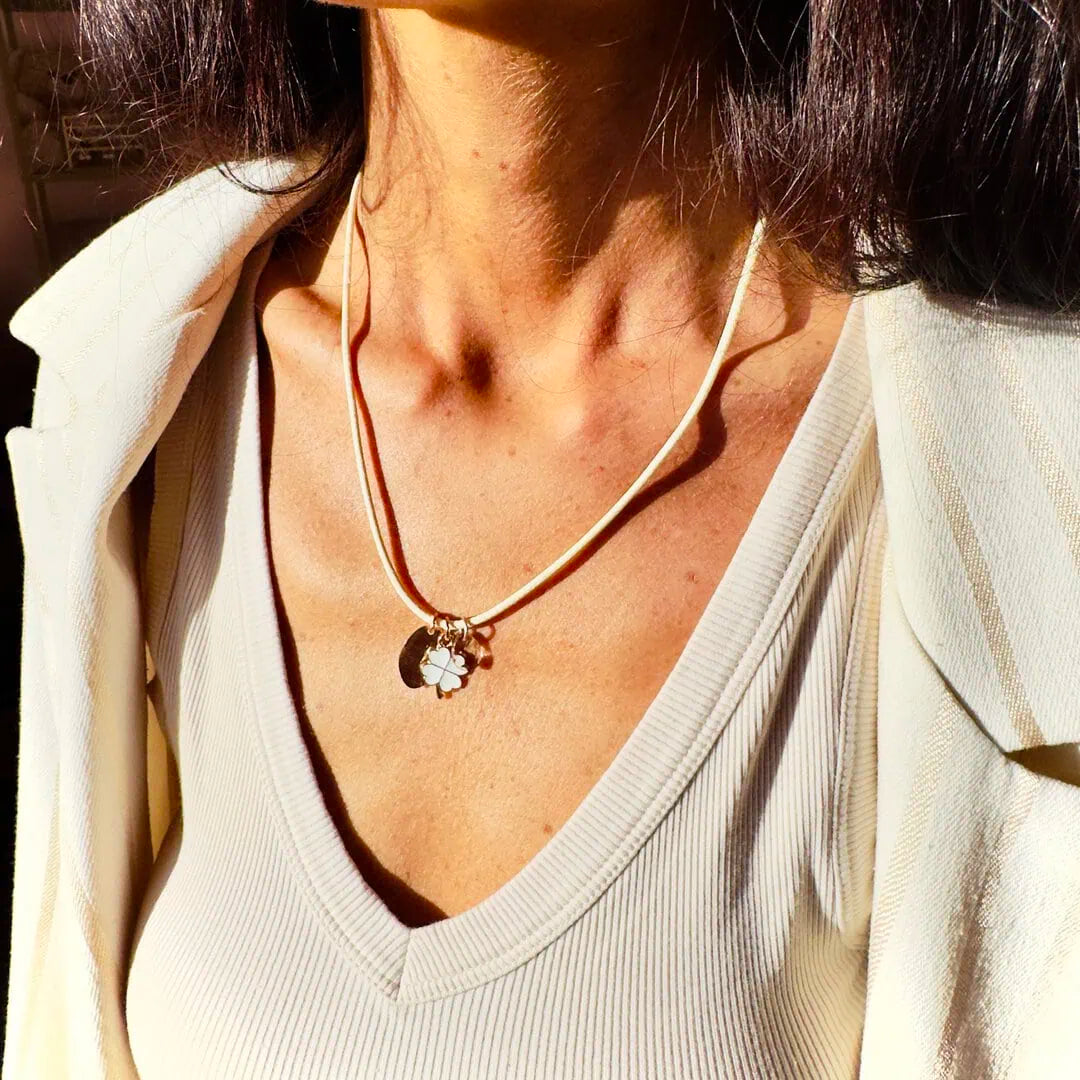 Collana con quadrifoglio cordino Serendipity