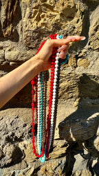 Collana rossa lunga Euphoria Bamboo Coral rosso tondo