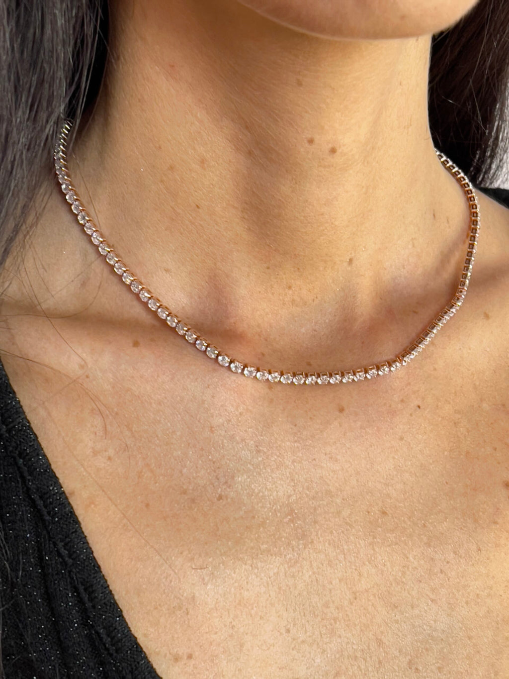 Girocollo Tennis Oro Rosa / Argento